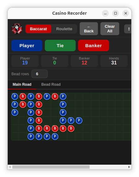 Baccarat Recorder screenshot